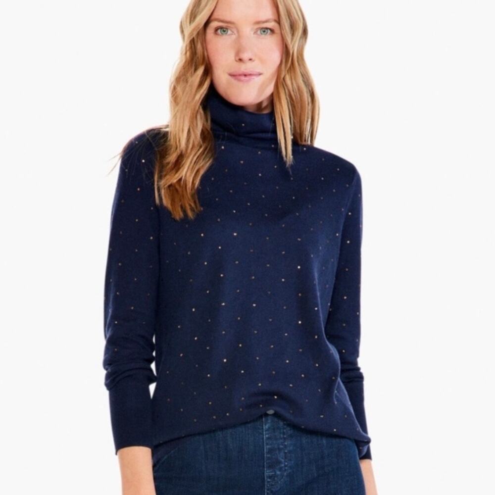 Nic + Zoe Vital Twinkle Sweater Dark Indigo Navy Blue M NEW
